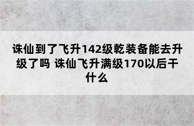 诛仙到了飞升142级乾装备能去升级了吗 诛仙飞升满级170以后干什么